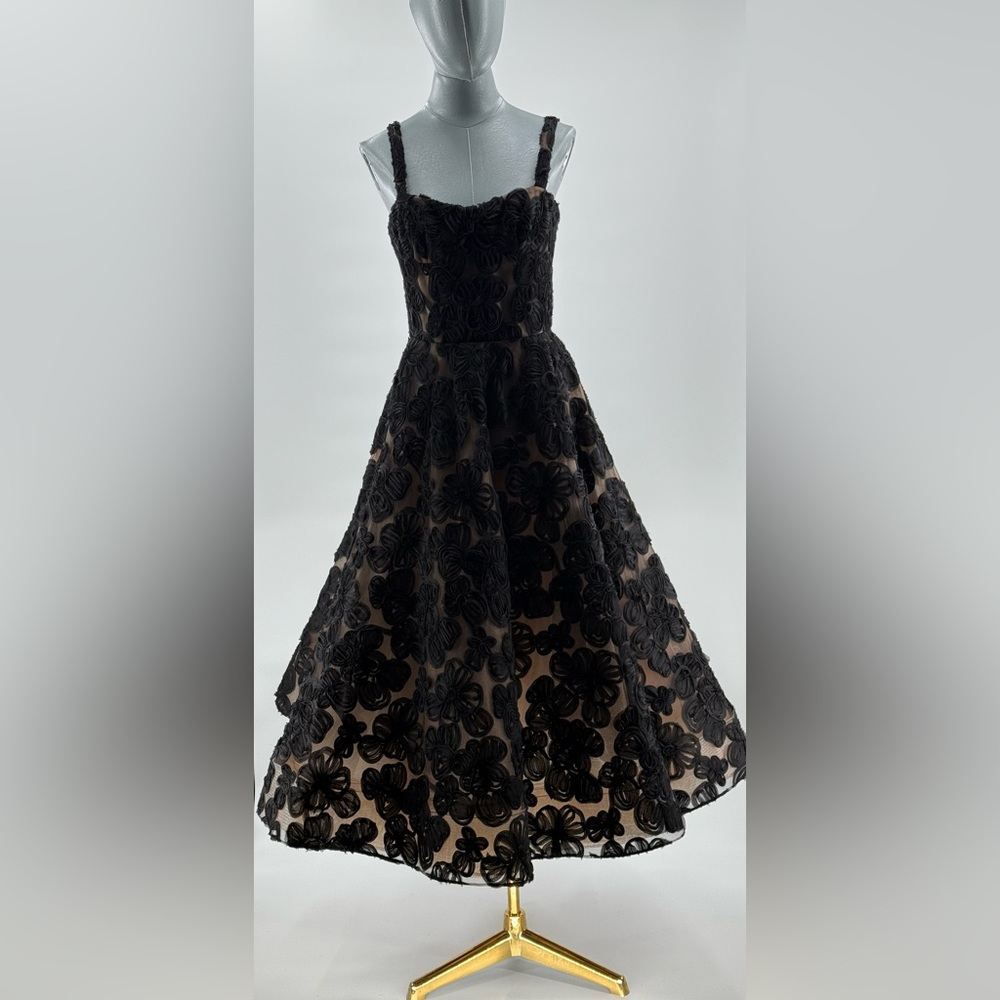 🆕 BRONX & BANCO 🧿 NWOT Sabrina Midi Dress, Black Floral - Sz M / US 6 - Picture 12 of 17